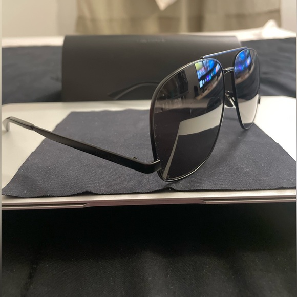 SAINT LAURENT YSL Aviator Sunglasses Matte Black Metal Frame - Picture 4 of 16